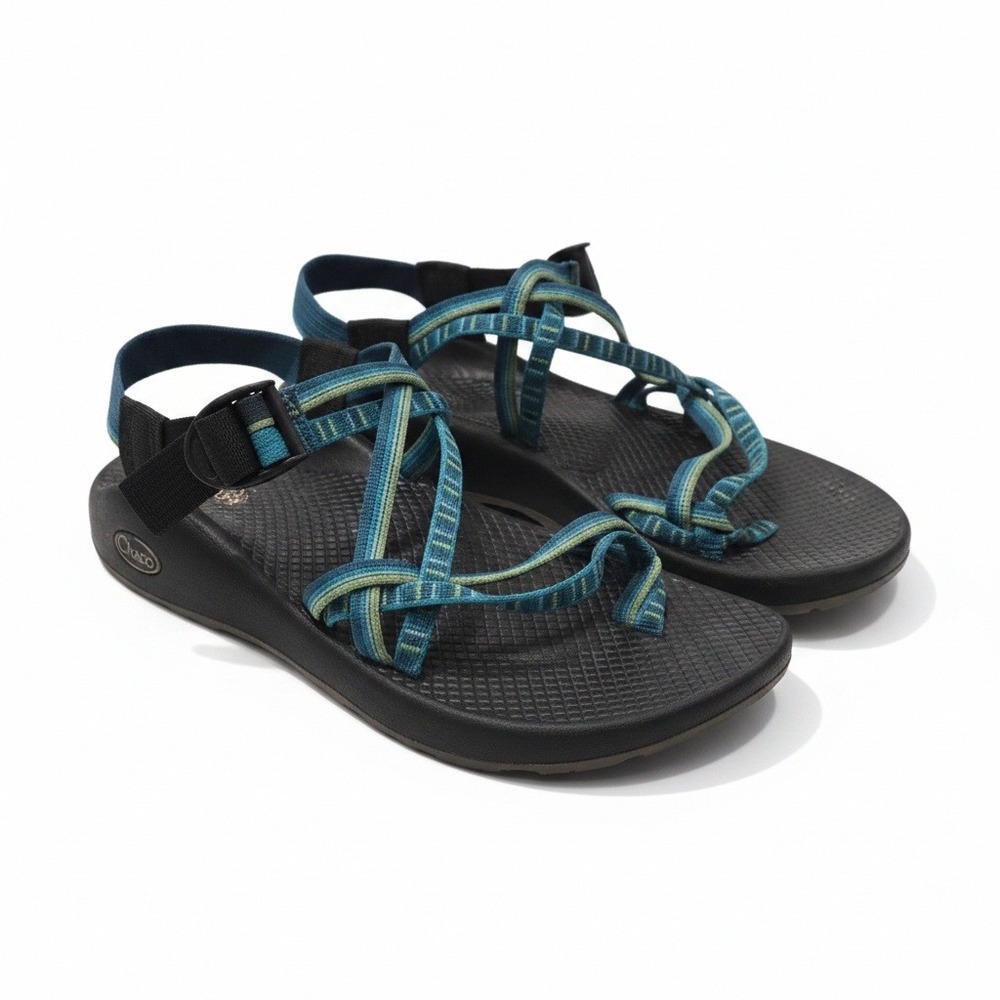 Chaco Z Cloud 2 Womens 8 Blue Green Strappy Toe Loop Hiking Sandals Vibram Sole
